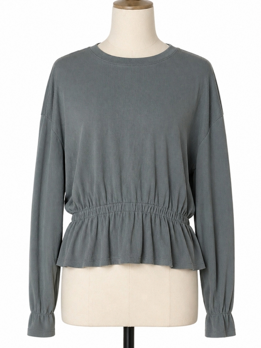 a new day Sage Green Drawstring Waist Crewneck Top